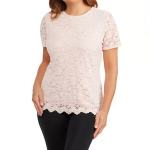 🩷EUC Teddi🧸 Rose🌹 " Lacy🌸 Keyhole Detail Lined Lace Top" Light Pink🩷 Sz XXL